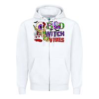 White Bad witch vibes Zipper Hoodie - NancyCooperArtShop