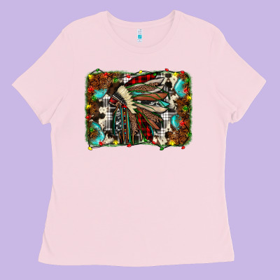 Christmas Indian Headdress Ladies Tee Designed By Jahusdesignshop