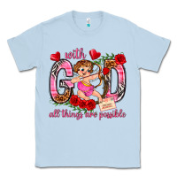 Dusty Blue with god all things are possible Classic Tee - NancyCooperArtShop