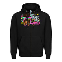 Black 70's made 80's raised afro messy bun Zipper Hoodie - texasbilliewilder