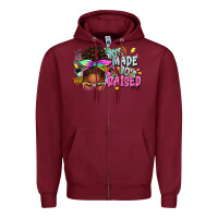 Burgundy 70's made 80's raised afro messy bun Zipper Hoodie - texasbilliewilder