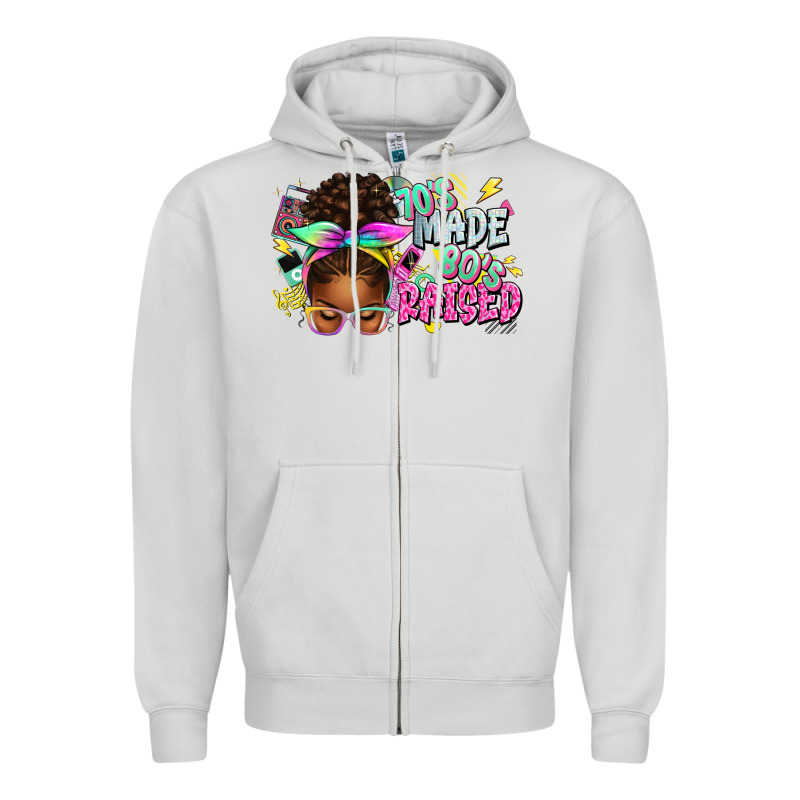 70's Made 80's Raised Afro Messy Bun Zipper Hoodie by texasbilliewilder | Teevron