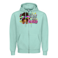 Seafoam 70's made 80's raised afro messy bun Zipper Hoodie - texasbilliewilder