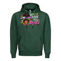 Sports Green 70's made 80's raised afro messy bun Zipper Hoodie - texasbilliewilder
