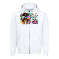White 70's made 80's raised afro messy bun Zipper Hoodie - texasbilliewilder