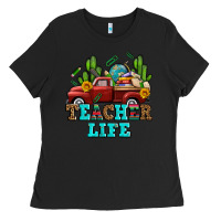 Black teacher life western truck and books Ladies Tee - AdoDesignShop