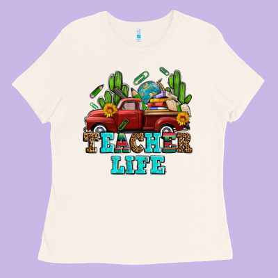 Teacher Life Western Truck And Books Ladies Tee Designed By Adodesignshop