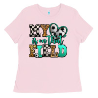 Bubblegum Pink my heart is on that field soccer Ladies Tee - Jasminsmagicworld