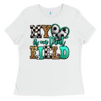 White my heart is on that field soccer Ladies Tee - Jasminsmagicworld