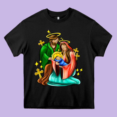 Oh Holy Night  With Cross Ado Heavy Core Tee Designed By Adodesignshop