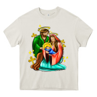 Cream oh holy night  with cross ado Heavy Core Tee - AdoDesignShop