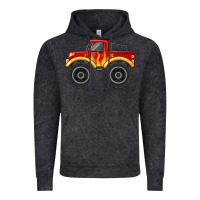 Vintage Black monster truck with flames Vintage Hoodie - MaliasSmallBusiness