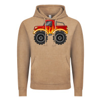 Vintage Coffee monster truck with flames Vintage Hoodie - MaliasSmallBusiness