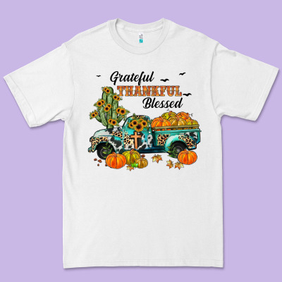 Grateful Thankful Blessed Premium Tee Designed By Jahusdesignshop
