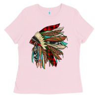 Bubblegum Pink christmas indian headdress Ladies Tee - JahusDesignShop