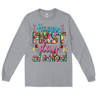 Heather Grey happy first day of school Long Sleeve Tee - BundleAndBundleShop