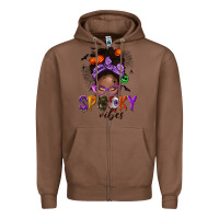 Chestnut Spooky vibes afro messy bun Zipper Hoodie - NancyCooperArtShop