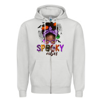Dove Grey Spooky vibes afro messy bun Zipper Hoodie - NancyCooperArtShop
