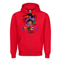 Red Spooky vibes afro messy bun Zipper Hoodie - NancyCooperArtShop