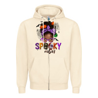 Sandshell Spooky vibes afro messy bun Zipper Hoodie - NancyCooperArtShop
