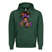 Sports Green Spooky vibes afro messy bun Zipper Hoodie - NancyCooperArtShop
