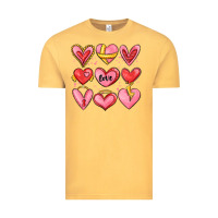 Vintage Mustard sketch hearts Vintage Tee - MaliasSmallBusiness