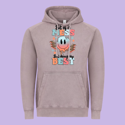 Bit Of A Mess But Doing My Best Vintage Hoodie Designed By Maliassmallbusiness