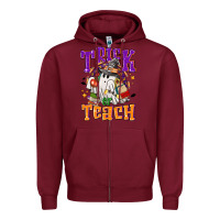 Burgundy Trick or teach Halloween Zipper Hoodie - NancyCooperArtShop