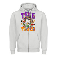 Dove Grey Trick or teach Halloween Zipper Hoodie - NancyCooperArtShop
