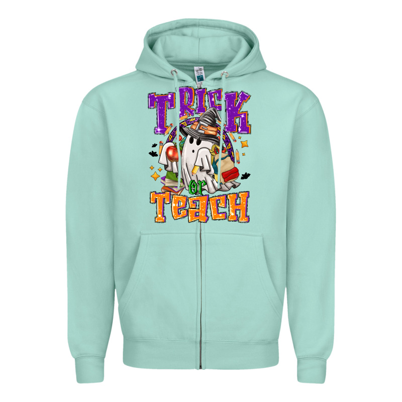 Trick Or Teach Halloween Zipper Hoodie by NancyCooperArtShop | Teevron