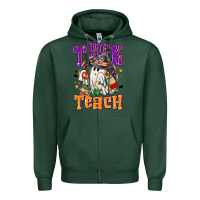 Sports Green Trick or teach Halloween Zipper Hoodie - NancyCooperArtShop