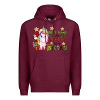 Burgundy all i want for christmas is a unicorn Premium Hoodie - CowGirlArtShop