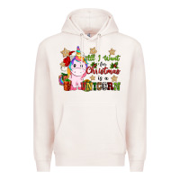 Pale Pink all i want for christmas is a unicorn Premium Hoodie - CowGirlArtShop
