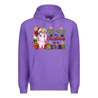 Purple all i want for christmas is a unicorn Premium Hoodie - CowGirlArtShop
