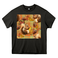 Asphalt fall squirrel and plaid seamless Heavy Core Tee - BundleAndBundleShop