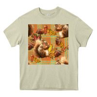 Mossy fall squirrel and plaid seamless Heavy Core Tee - BundleAndBundleShop