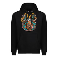 Black highland cow horseshoe Premium Hoodie - JahusDesignShop