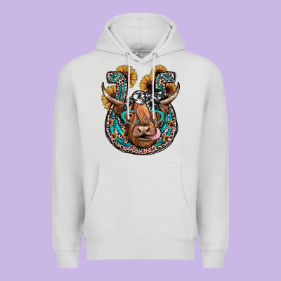 Highland Cow Horseshoe Premium Hoodie Designed By Jahusdesignshop
