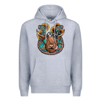 Heather Grey highland cow horseshoe Premium Hoodie - JahusDesignShop