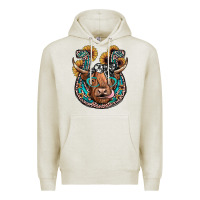 Oatmeal Heather highland cow horseshoe Premium Hoodie - JahusDesignShop