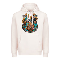 Pale Pink highland cow horseshoe Premium Hoodie - JahusDesignShop