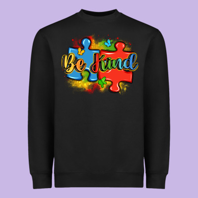 Be Kind Autism Heavyweight Sweatshirt Designed By Lillyallendesigns