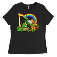 Black st patricks day  rainbow shamrocks Ladies Tee - AdoDesignShop