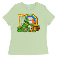 Matcha st patricks day  rainbow shamrocks Ladies Tee - AdoDesignShop