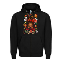 Black one merry nurse afro messy bun Zipper Hoodie - texasbilliewilder