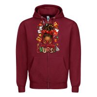 Burgundy one merry nurse afro messy bun Zipper Hoodie - texasbilliewilder