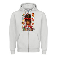 Dove Grey one merry nurse afro messy bun Zipper Hoodie - texasbilliewilder