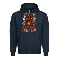 Navy one merry nurse afro messy bun Zipper Hoodie - texasbilliewilder