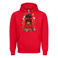 Red one merry nurse afro messy bun Zipper Hoodie - texasbilliewilder