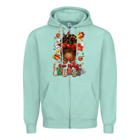 Seafoam one merry nurse afro messy bun Zipper Hoodie - texasbilliewilder